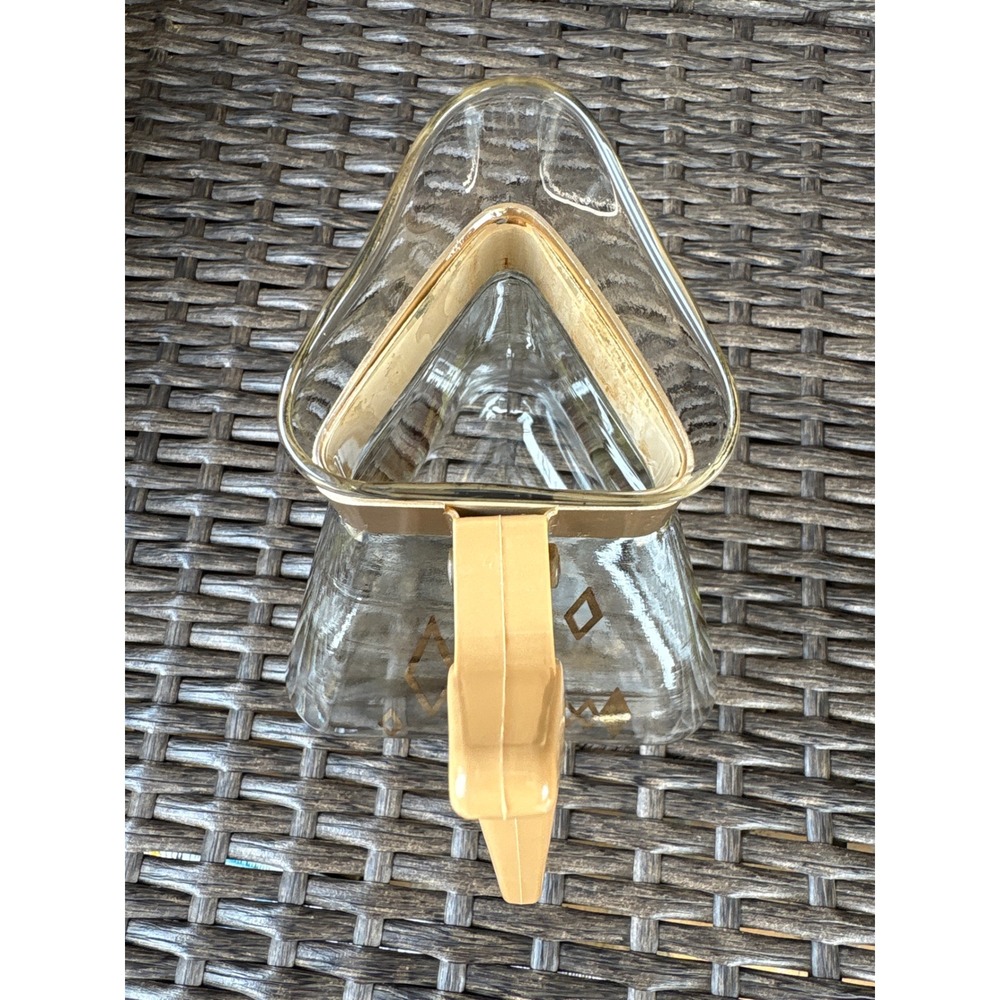 Vintage Inland Glass Triangle Carafe Pitcher Gold Atomic Diamond MCM 9.5in Retro - Picture 8 of 10